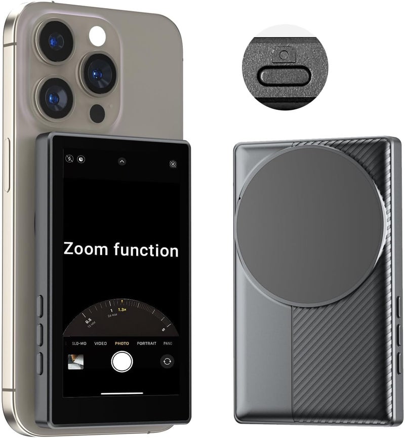 OmniMaster Back Camera Selfie Monitor for iPhone & Android – Wireless Screen Mirroring, Magnetic Mount, Built-in Speaker, Bluetooth Remote for Vlog, TikTok & Livestream (NoTouch-Universal) - Image 1